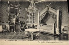 POSTAL Compiegne de la VENDIMIA el castillo el cuarto de ser dormido de Napoleon 1r