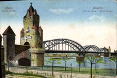 VINTAGE POSTCARD Mainz Kaiser Brucker Mainz Bridge Of North