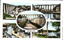 MODERN CARD Morlaix Viaduct Church St Melaine Port Basin