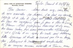 MODERN CARD Aerial View Downtown Winnipeg Manitoba Canada