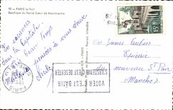 MODERN CARD Paris the Night Basilica Of the Sacring Heart De Montmartre