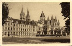 VINTAGE POSTCARD Caen Malherbe College and Eglise St Etienne