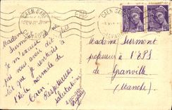 VINTAGE POSTCARD Caen Malherbe College and Eglise St Etienne