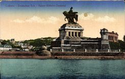CPA Coblenz Deutsches Eck Kaiser Wilhelm Denkmal