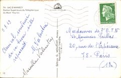 POSTAL MODERNA estación de Superievre del lago annecy del teleférico del montaje de Veyrier