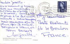 POSTAL MODERNA cañada Coe de Bidean nan Bian Argyll