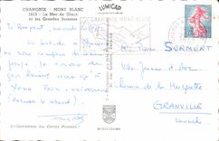 POSTAL MODERNA mar de Chamonix Mont Blanc del hielo y de Jorasses grande