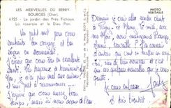 POSTAL MODERNA Bourges el jardín de Ficaux cercano el rosery y dios echa a un lado