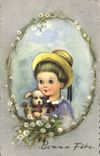 CPM Bonne Fete Enfant Chien