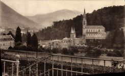 VINTAGE POSTCARD Heavy Pension of ladies Road of Pontacq the cave Seen of the sanctuaries taken of the terrace