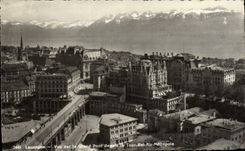 CPM Lausanne Vue Sur le Grand Pont departs la Tour Bel Air Metropole