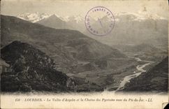 VINTAGE POSTCARD Heavy the Valley D' Argeles and the Chain of the Pyrenees Seen of the Peak of Jer