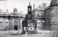 VINTAGE POSTCARD Fountain Holyrood Edinburgh De luxe hotel