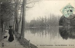 VINTAGE POSTCARD Wood of Vincennes Lake Of Tiny the dog