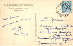 VINTAGE POSTCARD ISCED D' Egletons Village hall