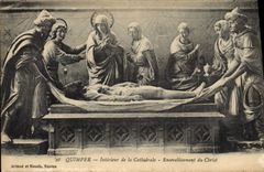 VINTAGE POSTCARD Interior Quimper of the Cathedral Burial of Christ