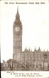 POSTAL Londres de la VENDIMIA el gran reloj Ben grande de Westminster
