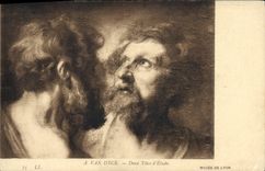 VINTAGE POSTCARD Van Dyck Two Heads Of Details Museum of Lyon