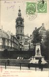 VINTAGE POSTCARD Mons Monument François Pare and the belfry