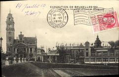VINTAGE POSTCARD Fair Of Brussels 1910 Sight on the palate of the town of Brussels