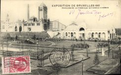 VINTAGE POSTCARD Fair Of Brussels 1910 House of the national factory of weapons
