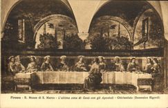 VINTAGE POSTCARD Firenze R Museo Di S Marco Ultima Cena Di Gesu Idiot Gli apostoli Ghirlandaio Domenico Bigordi