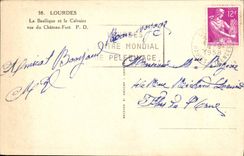 CPA Lourdes La Basilique Et Le Calvaire Vus Du Chateau Fort