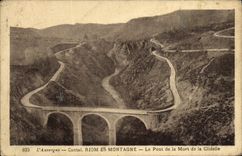 VINTAGE POSTCARD Auvergne Cantal Riom Es Mountain the Bridge Of Died Of Clidelle