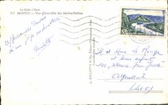 POSTAL de la VENDIMIA la dimensión del cuadro Menton total del azul de los jardines públicos