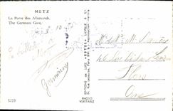 CPM Metz La Porte Des Allemands Militaria 