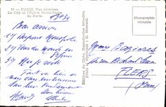 POSTAL MODERNA aire visto París ISCED y el Notre Dame de Paris de la iglesia