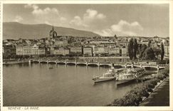 VINTAGE POSTCARD Geneva the Roads Boats