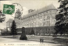 POSTAL Bourges de la VENDIMIA la catedral vista del jardín de I Archeveche