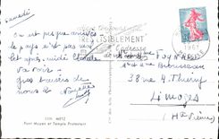 POSTAL MODERNA puente medio de Metz y templo protestante