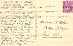 VINTAGE POSTCARD Soft Brittany France Points Strong current