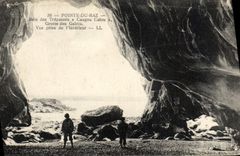 VINTAGE POSTCARD Pointe Of the Strong current Bay of Seen from Trespass Caugou Calou Grotte of the rollers of the interior