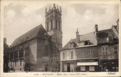 VINTAGE POSTCARD Moulins Church Saint Pierre Coffee Earth