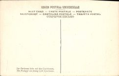 VINTAGE POSTCARD Teniers L Prodigal son has Table With Courtesans Museum of Louvre Paris