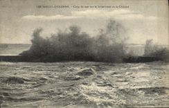 Inflamación pesada de la POSTAL de la VENDIMIA Sables d'Olonne en las láminas de la brisa de la paja