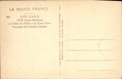 Azul de la dimensión D de la POSTAL de la VENDIMIA Niza el valle de la lentejuela y la trinidad del vencedor vista de la cornisa grande