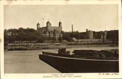 VINTAGE POSTCARD Tower off London General view From the Thames