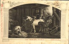 VINTAGE POSTCARD The Inside Of has Stable George Morland Chevaux
