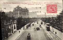 CPA The Thames Embankment Showing Hotels Cecil And Savoy And Cleopatra's Needle London