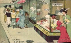 VINTAGE POSTCARD At The Bun Shop Humor