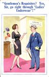 VINTAGE POSTCARD Gentleman' S Requisites Yes Sir go Right Through Ladies underwear