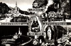 MODERN CARD Heavy the Basilica the Cave the procession with the torches appearance Sainte Bernadette