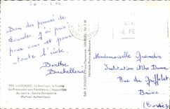 CPM Lourdes La Basilique la Grotte La procession aux flambeaux L'apparition Sainte Bernadette