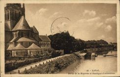 Bordes de Laval de la POSTAL de la VENDIMIA de Mayenne y Basilique de Avesnieres