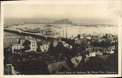 VINTAGE POSTCARD General view off Harbor St Peters Guernsey Port