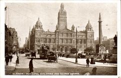 VINTAGE POSTCARD Glasgow Municipal Buildings And Geroge Public garden